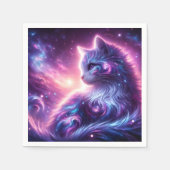 宇宙の銀河神秘的な猫の天体 スタンダードカクテルナプキン (正面)