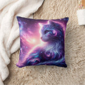 宇宙の銀河神秘的な猫 天体 クッション (ブランケット)