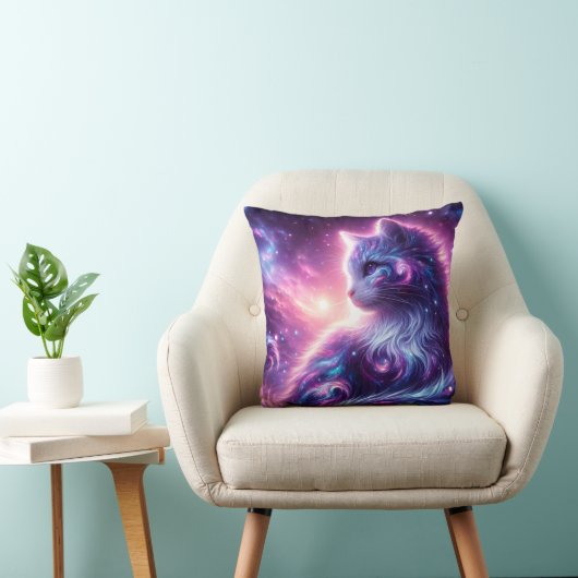 宇宙の銀河神秘的な猫 天体 クッション (椅子)