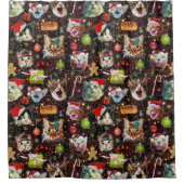 宇宙の銀河系のクリスマス猫はおもしろいな休日を主演します シャワーカーテン (正面)