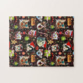 宇宙の銀河系のクリスマス猫はおもしろいな休日を主演します ジグソーパズル (横)