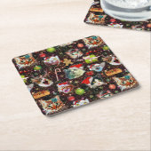宇宙の銀河系のクリスマス猫はおもしろいな休日を主演します スクエアペーパーコースター (アングル)