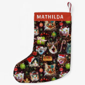 宇宙の銀河系のクリスマス猫はおもしろいな休日を主演します スモールクリスマスストッキング (裏面)