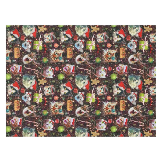 宇宙の銀河系のクリスマス猫はおもしろいな休日を主演します テーブルクロス (正面(横))