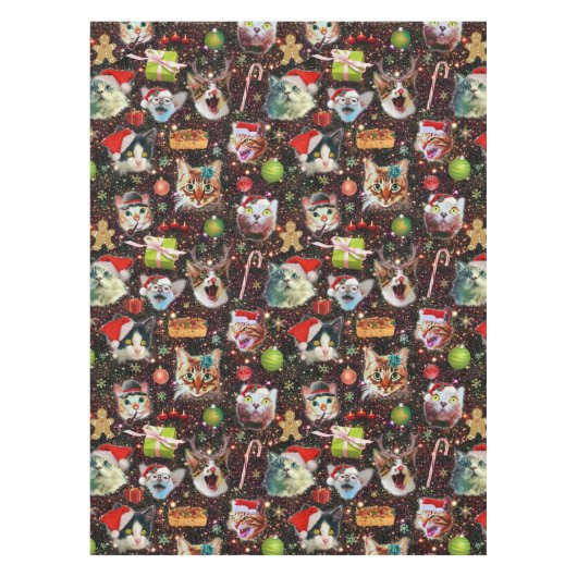 宇宙の銀河系のクリスマス猫はおもしろいな休日を主演します テーブルクロス (正面)