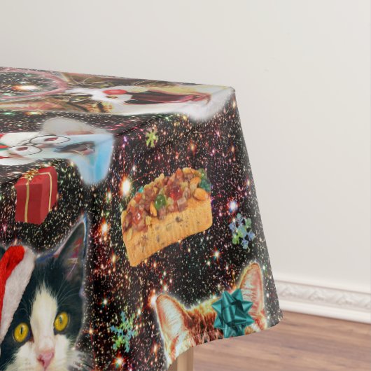 宇宙の銀河系のクリスマス猫はおもしろいな休日を主演します テーブルクロス (インサイチュ)