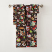 宇宙の銀河系のクリスマス猫はおもしろいな休日を主演します バスタオルセット (インサイチュ)