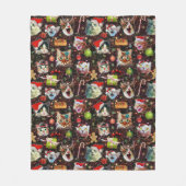 宇宙の銀河系のクリスマス猫はおもしろいな休日を主演します フリースブランケット (正面)