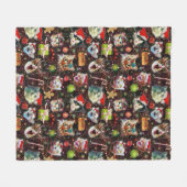 宇宙の銀河系のクリスマス猫はおもしろいな休日を主演します フリースブランケット (正面(横))