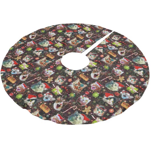 宇宙の銀河系のクリスマス猫はおもしろいな休日を主演します ブラッシュドポリエステルツリースカート (アングル)