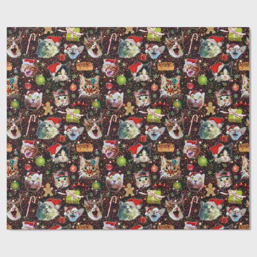 宇宙の銀河系のクリスマス猫はおもしろいな休日を主演します ラッピングペーパー (フラット)
