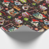 宇宙の銀河系のクリスマス猫はおもしろいな休日を主演します ラッピングペーパー (角)