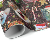 宇宙の銀河系のクリスマス猫はおもしろいな休日を主演します ラッピングペーパー (ロールコーナー)