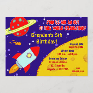 宇宙の銀河系の子供の誕生日の招待状 招待状
