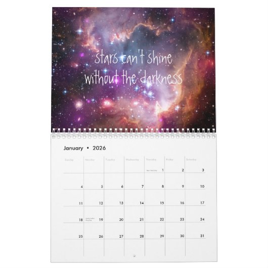 宇宙の銀河系の感動的な引用文のヒップスターの引用文 カレンダー (1月 2026)