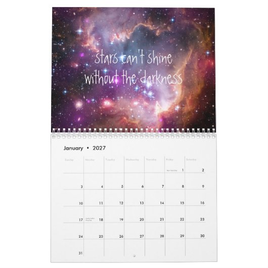 宇宙の銀河系の感動的な引用文のヒップスターの引用文 カレンダー (1月 2027)