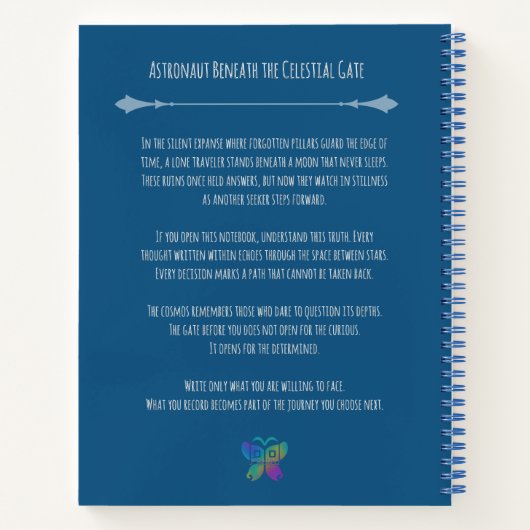 宇宙の門の下の宇宙飛行士 プレミアム ノートブック (裏面)