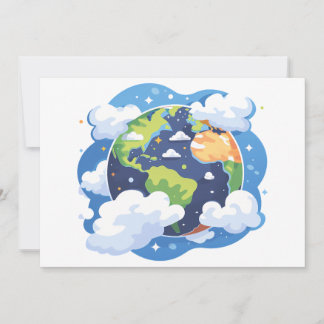 宇宙の雲と地球のイラスト 招待状
