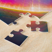 宇宙の雲に虹の光が輝く ジグソーパズル (側面)