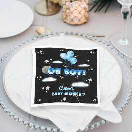 宇宙の青いバルーン星かわいいOh男の子の赤ちゃんシャワー スタンダードカクテルナプキン