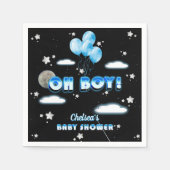 宇宙の青いバルーン星かわいいOh男の子の赤ちゃんシャワー スタンダードカクテルナプキン (正面)