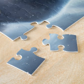 宇宙の青い食べのスープのグレー猫 ジグソーパズル (側面)