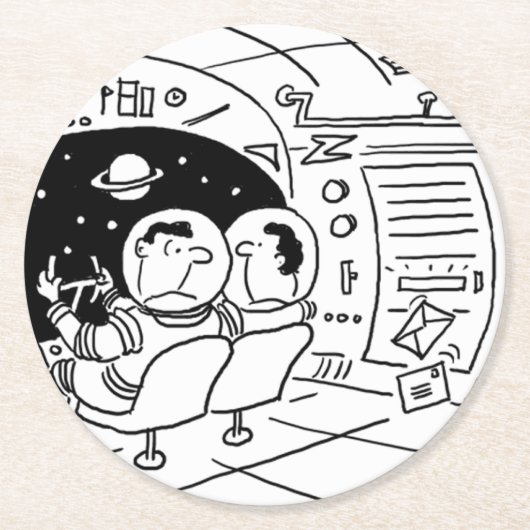 宇宙の面白い宇宙船 ラウンドペーパーコースター (正面)