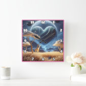 宇宙の風景の中のギラフェ スクエア壁時計 (ホーム)