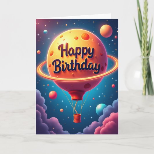 宇宙の風船の誕生日カード カード (正面)