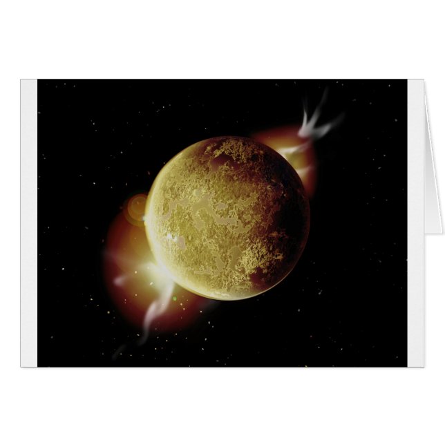 宇宙の黄惑星3dイラストレーション (正面横)