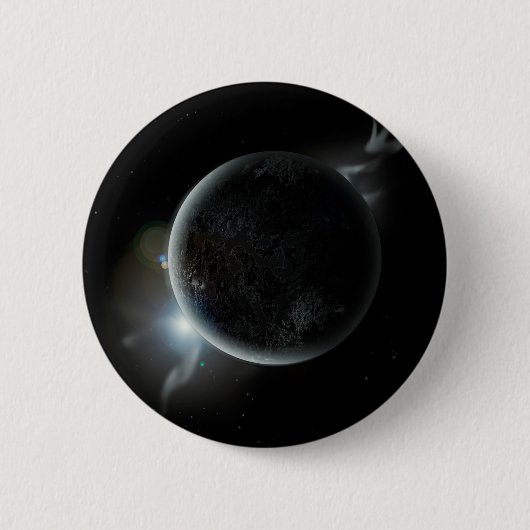 宇宙の黒い惑星3dイラストレーション 缶バッジ (正面)