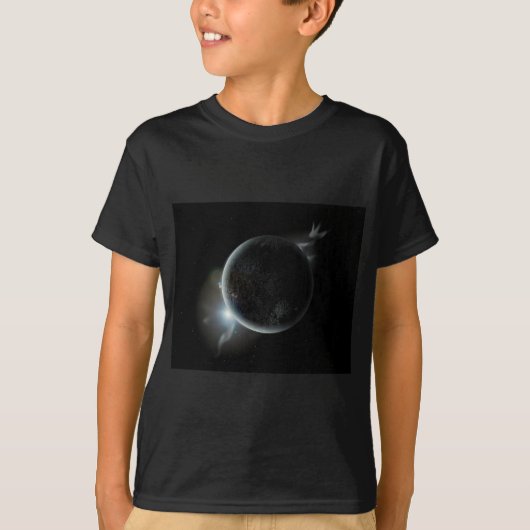 宇宙の黒い惑星3dイラストレーション tシャツ (正面)