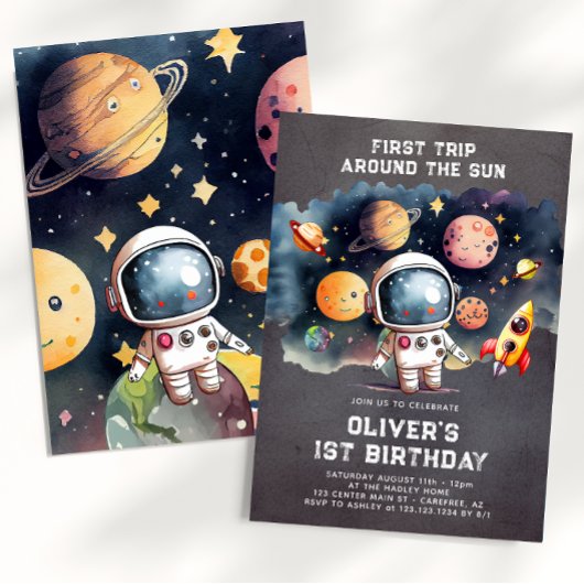 宇宙の1歳の誕生日パーティー 初めての太陽一周 招待状