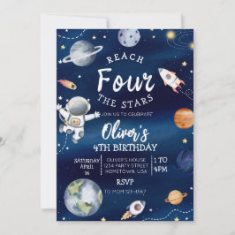 宇宙の4歳誕生日招待状 4歳に到達！ 招待状