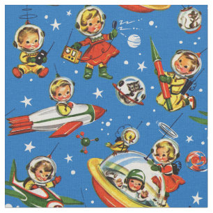 宇宙の50年代の子供- UFOsおよびロケット ファブリック