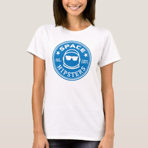 宇宙のHipsters®の女性の柔らかいロゴのティー Tシャツ