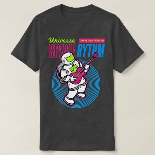 宇宙のRythm宇宙飛行士ギター Tシャツ (デザイン正面)