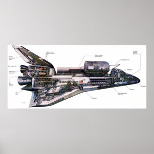 宇宙のShutleの人工衛星の斜めに裁ったイラストレーションの巨大な缶 ポスター