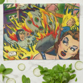 宇宙はレトロの漫画を冒険します キッチンタオル (折り畳み)