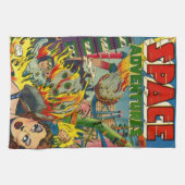 宇宙はレトロの漫画を冒険します キッチンタオル (横)
