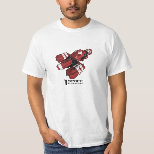 宇宙は人のTシャツ-赤い船--を設計します Tシャツ (正面)