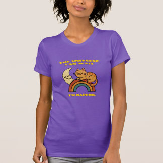 宇宙は待て、私は昼寝中 かわいい猫 Tシャツ