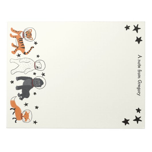 宇宙は野生動物宇宙飛行士の筆記用紙 ノートパッド (正面)