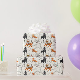 宇宙は野生動物宇宙飛行士パターン（の模様が）ある ラッピングペーパー