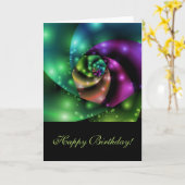 宇宙ばら色のフラクタル-バースデー・カード カード (黄色い花)