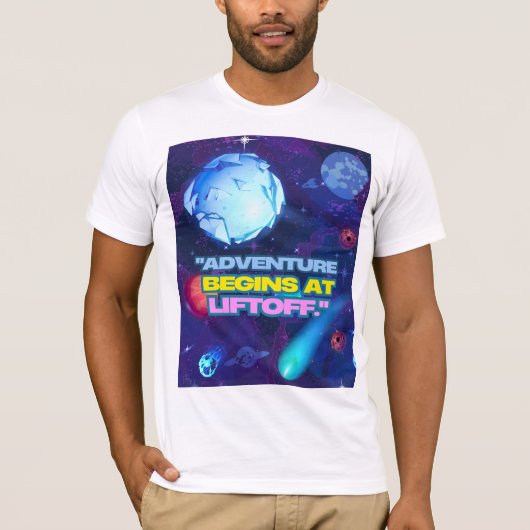 宇宙への冒険は打ち上げから ステンレスタンブラー Tシャツ (正面)