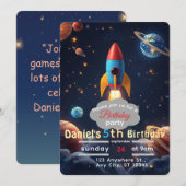 宇宙への大冒険！バースデーパーティーへようこそ 招待状 (正面/裏面)