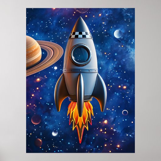 宇宙への旅立ち - カートゥーンロケットポスター ポスター (正面)