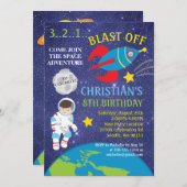 宇宙への旅立ち バースデー招待状 招待状 (正面/裏面)