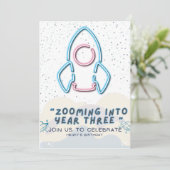 宇宙への旅 誕生日パーティー招待状カード (スタンド正面)